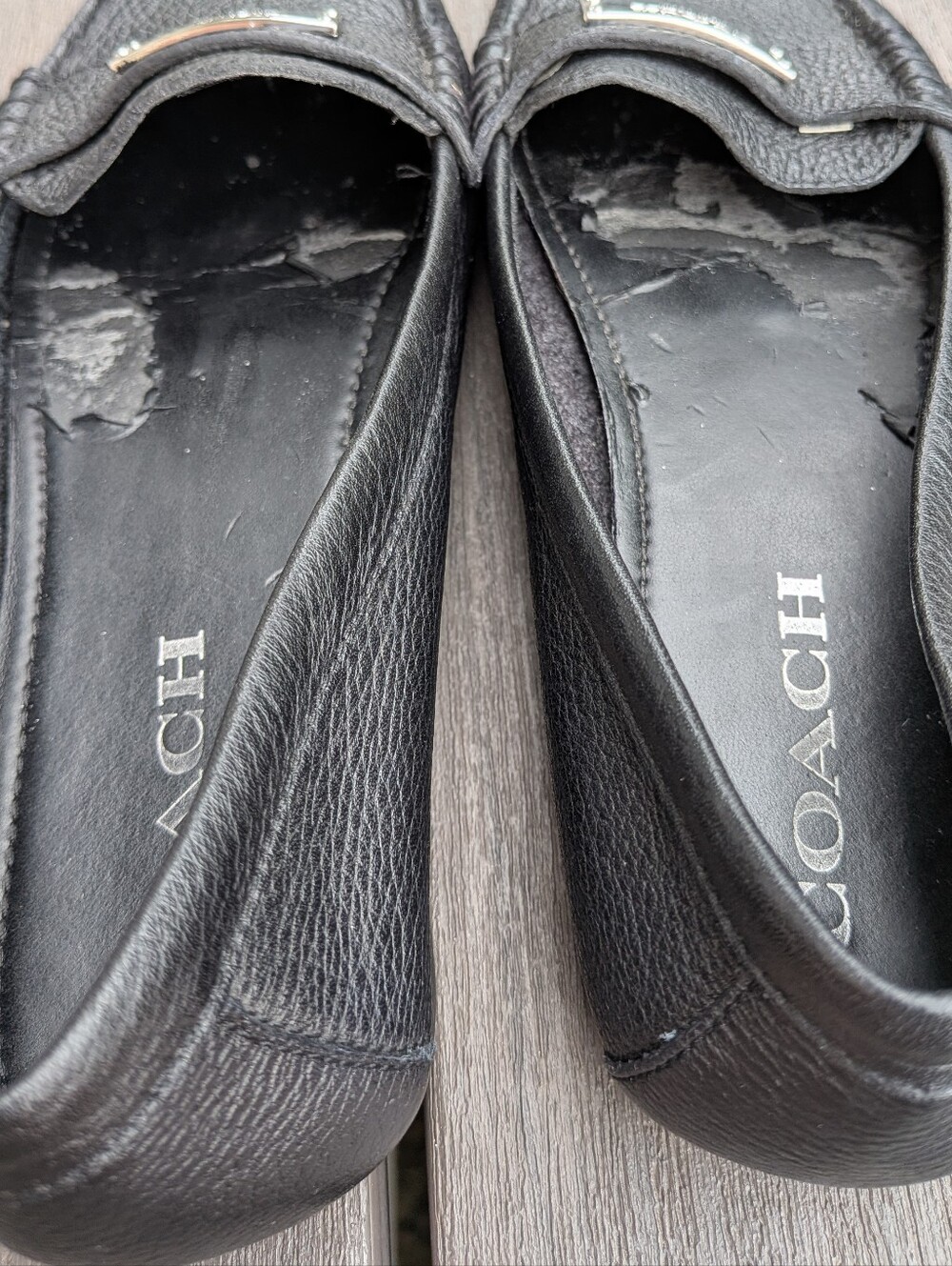 Coach Black Pebbled Leather Slip-On Loafers with Logo Plaque - Picture 5 of 11